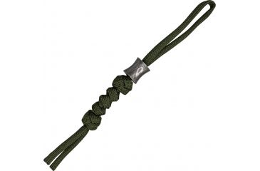 Image of Grindworx Concave Damascus Bead w/ OD Green Cord Lanyard DA15