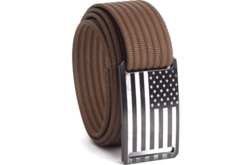 Image of Grip6 Narrow Black Flag Buckle w/Dark Brown Strap, 28, NB-USA-NJA-LS-MOC-1.1-28