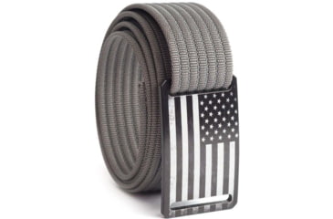 Image of Grip6 Narrow Black Flag Buckle w/Grey Strap, 28, NB-USA-NJA-LS-GRY-1.1-28
