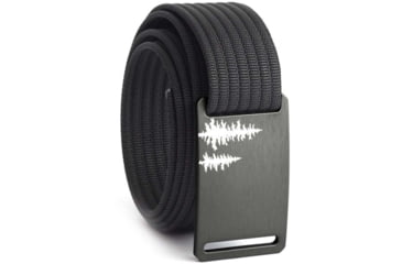 Image of Grip6 Narrow Pine Gunmetal Buckle Belt w/Black Strap, 42, NB-PINE-GML-LS-BLK-1.1-42