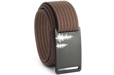 Image of Grip6 Narrow Pine Gunmetal Buckle Belt w/Dark Brown Strap, 34, NB-PINE-GML-LS-MOC-1.1-34