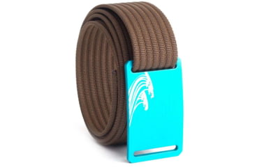 Image of Grip6 Narrow Surf Aqua Buckle Belt w/Dark Brown Strap, 30, NB-SURF-AUR-LS-MOC-1.1-30