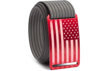 Image of Grip6 Standard USA Red Flag Buckle w/Grey Strap, 38, SB-USA-EMB-MS-TTM-1.5-38