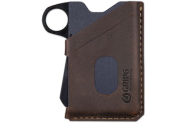 Image of Grip6 Wallet Blue Steel w/Brown Leather Sleeve w/Loop, WLT-BST-LP-BRNL