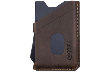 Image of Grip6 Wallet Blue Steel w/Brown Leather Sleeve w/No Loop, WLT-BST-NP-BRNL