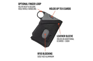 Image of Grip6 Wallet Grey w/Black Leather Sleeve w/Loop, WLT-GML-LP-BLKL