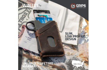 Image of Grip6 Wallet Grey w/Brown Leather Sleeve w/Loop, WLT-GML-LP-BRNL