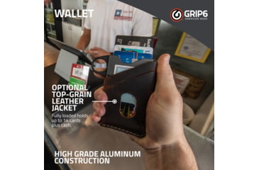 Image of Grip6 Wallet Grey w/Brown Leather Sleeve w/Loop, WLT-GML-LP-BRNL