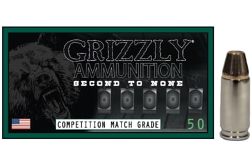 Image of Grizzly Cartridge 9MM+P+ 147 Grain Full Metal Jacket Flat Point Brass Cased Pistol Ammo, 1175 FPS, 50 Rounds, 815152015242-50RD