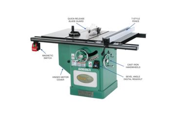 Image of Grizzly Industrial 12in. 5 HP 220V Extreme Series Left-Tilt Table Saw, G0696X