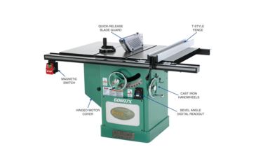 Image of Grizzly Industrial 12in. 7-1/2 HP 3-Phase Extreme Series Left-Tilt Table Saw, G0697X