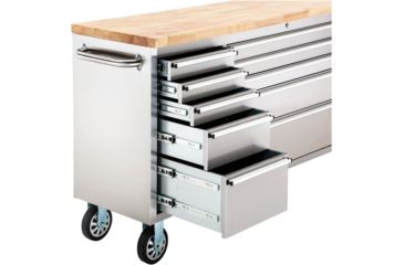 Image of Grizzly Industrial 72in. 15-Drawer Stainless Steel Industrial Cabinet with Wood Top T27880