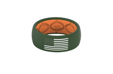 Image of Groove Life Original - America Silicone Ring, White Fill, Moss Green/Orange/Green, 9 TGV-RNG-OR-AM-GROW-09