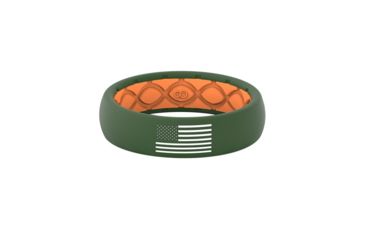 Image of Groove Life Thin - America White Fill Silicone Ring, Moss Green/Orange, 4 TGV-RNG-TN-AM-GROW-04
