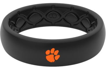 Image of Groove Life Thin Clemson Color Logo Silicone Ring, Black, 07, 57501