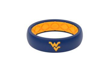 Image of Groove Life Thin - Collegiate West Virginia Blue Full Logo Silicone Ring, Blue/Gold, 9, 12859