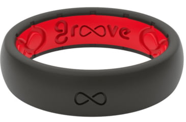 Image of Groove Life Thin Midnight Silicone Ring, Black/Raspberry Red, 05, 20897