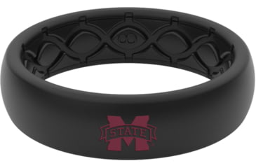 Image of Groove Life Thin Mississippi State Color Logo Silicone Ring, Black, 06, 58614