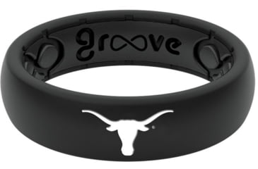 Image of Groove Life Thin Texas White Logo Silicone Ring, Black/White, 10, 51585