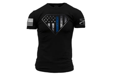 Image of Grunt Style Blue Line Crest T-Shirt - Mens, Black, Medium, GS3546-M