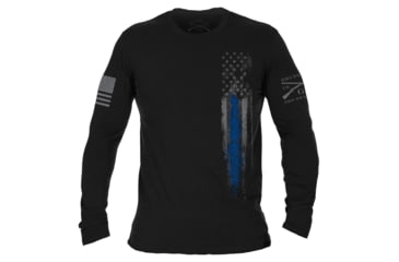 Image of Grunt Style Blue Line Flag Long Sleeve T-Shirt - Mens, Black, 2XL, GS3162-2XL