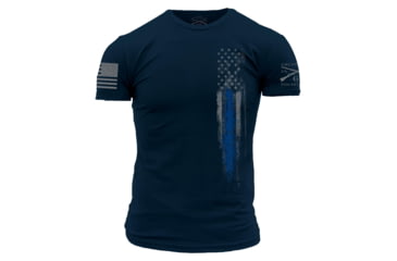 Image of Grunt Style Blue Line Flag Short Sleeve T-Shirt - Mens, Midnight Navy, Large, GS2755-L