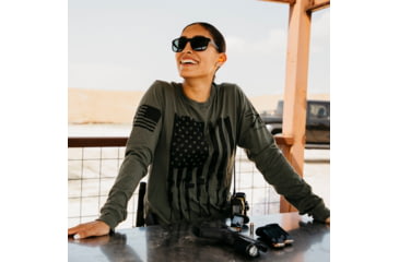 Image of Grunt Style Rifle Flag Long Sleeve T-Shirt - Mens, Military Green, Large, GS3673-L