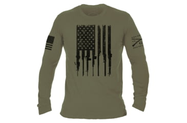 Image of Grunt Style Rifle Flag Long Sleeve T-Shirt - Mens, Military Green, Large, GS3673-L