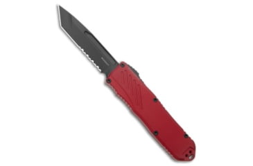Image of Guardian Tactical Guardian Tactical RECON-035 G2 T/E OTF Knife Red Aluminum 3.3" Black Serr, Red, CPM MagnaCut, adult, BHQ-209453