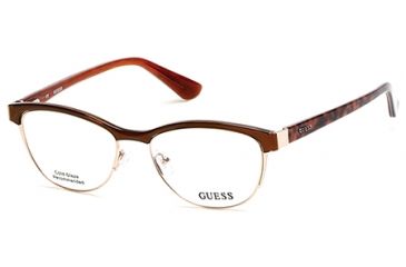 Image of Guess GU2523 Eyeglass Frames - Shiny Dark Brown Frame Color