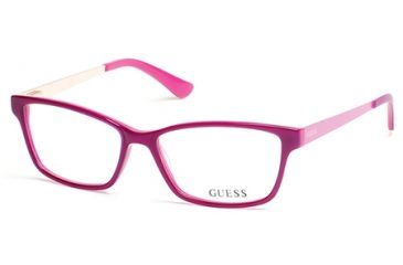 Image of Guess GU2538 Eyeglass Frames - Shiny Fuxia Frame Color, Clear Lens Color