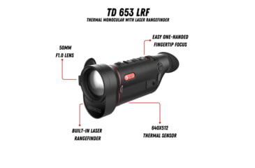 Image of Guide Sensmart TD 653 2.6x50mm 30mm Tube Thermal Imaging Monoculars, LRF, Black, TD653L