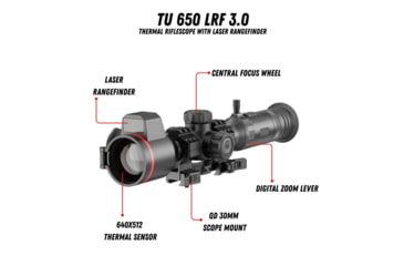 Image of Guide Sensmart TU 650 L 3.0 3.9x50mm 30mm Tube Thermal Rifle Scope, LRF, Black, TU650L