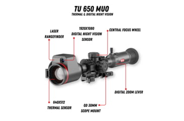Image of Guide Sensmart TU 650 M 3.0 3.7x50mm 30mm Tube Thermal Rifle Scope, LRF, Black, TU650M