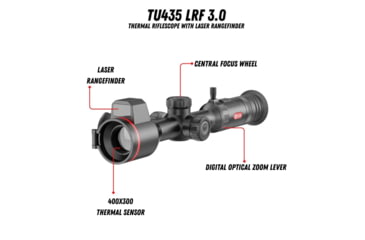 Image of Guide USA TU435 LRF 3.0 4.4-17.6x35mm 30mm Tube Thermal Rifle Scope, 50Hz, 400x300, Black, Small, TU435L