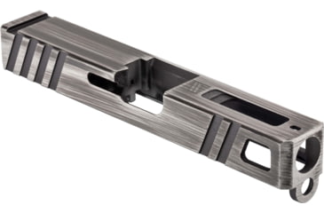 Image of Gun Cuts Apprentice Slide for Glock 19, No Optic Cut, Battleworn Silver, GC-G19-APP-CSIBW-NO