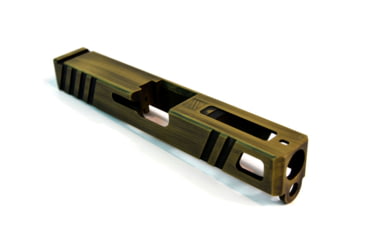 Image of Gun Cuts Apprentice Slide for Glock 19, Optic Cut, Battleworn Gold, GC-G19-APP-GOLBW-RMR