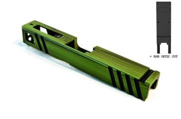 Image of Gun Cuts Apprentice Slide for Glock 19, Optic Cut, Battleworn Zombie Green, GC-G19-APP-ZGRBW-RMR