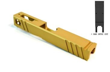 Image of Gun Cuts Apprentice Slide for Glock 19, Optic Cut, Gold, GC-G19-APP-GOL-RMR