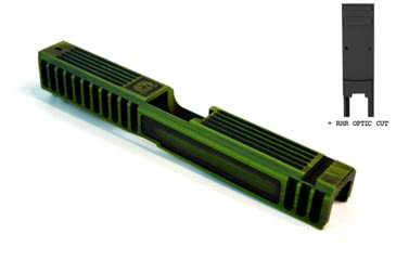 Image of Gun Cuts Bulldog Slide for Glock 17, Optic Cut, Battleworn Zombie Green, GC-G17-BUL-ZGRBW-RMR