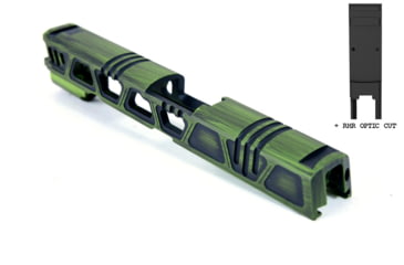 Image of Gun Cuts Cyberpunk for Sig Sauer P320 Full Size/M17, Optic Cut, Battleworn Zombie Green, GC-P320F-CYB-ZGRBW-RMR