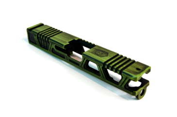 Image of Gun Cuts Cyberpunk Slide for Glock 19, No Optic Cut, Battleworn Zombie Green, GC-G19-CYB-ZGRBW-NO