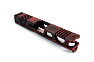 Image of Gun Cuts Cyberpunk Slide for Glock 19, Optic Cut, Battleworn USMC Red, GC-G19-CYB-UREBW-RMR