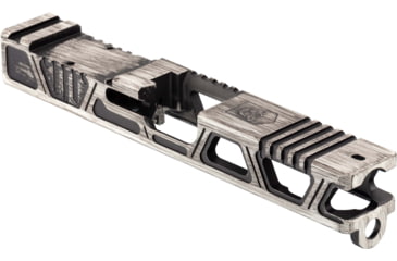 Image of Gun Cuts Cyberpunk Slide for Glock 19, Optic Cut, Battleworn White, GC-G19-CYB-SWHBW-RMR
