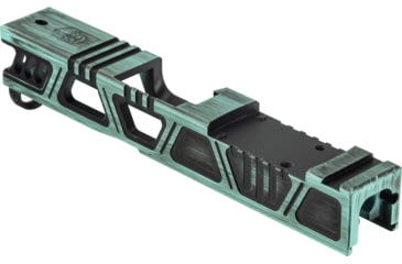 Image of Gun Cuts Cyberpunk Slide for Glock 43/43X, Optic Cut, Battleworn Robbins Egg Blue, GC-G43-CYB-REBBW-RMR