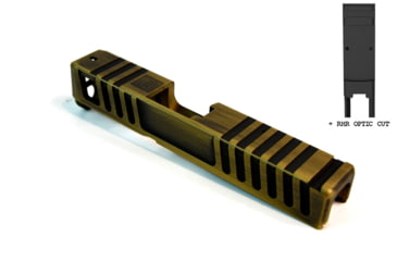 Image of Gun Cuts Juggernaut Slide for Glock 26, Optic Cut, Battleworn Gold, GC-G26-JUG-GOLBW-RMR