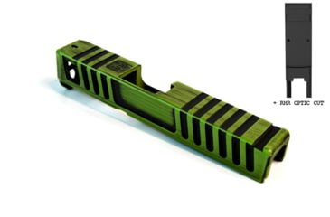 Image of Gun Cuts Juggernaut Slide for Glock 26, Optic Cut, Battleworn Zombie Green, GC-G26-JUG-ZGRBW-RMR