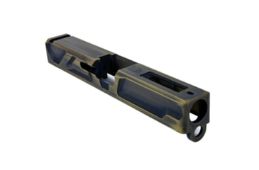 Image of Gun Cuts Roswell Slide for Glock 19, No Optic Cut, Battleworn Gold, GC-G19-ROS-GOLBW-NO