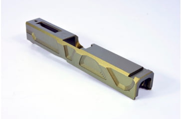 Image of Gun Cuts Roswell Slide for Glock 19, No Optic Cut, Leprechaun Gold, GC-G19-ROS-LGO-NO