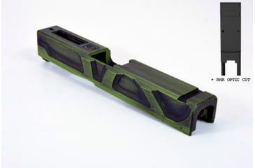 Image of Gun Cuts Roswell Slide for Glock 19, Optic Cut, Battleworn Zombie Green, GC-G19-ROS-ZGRBW-RMR